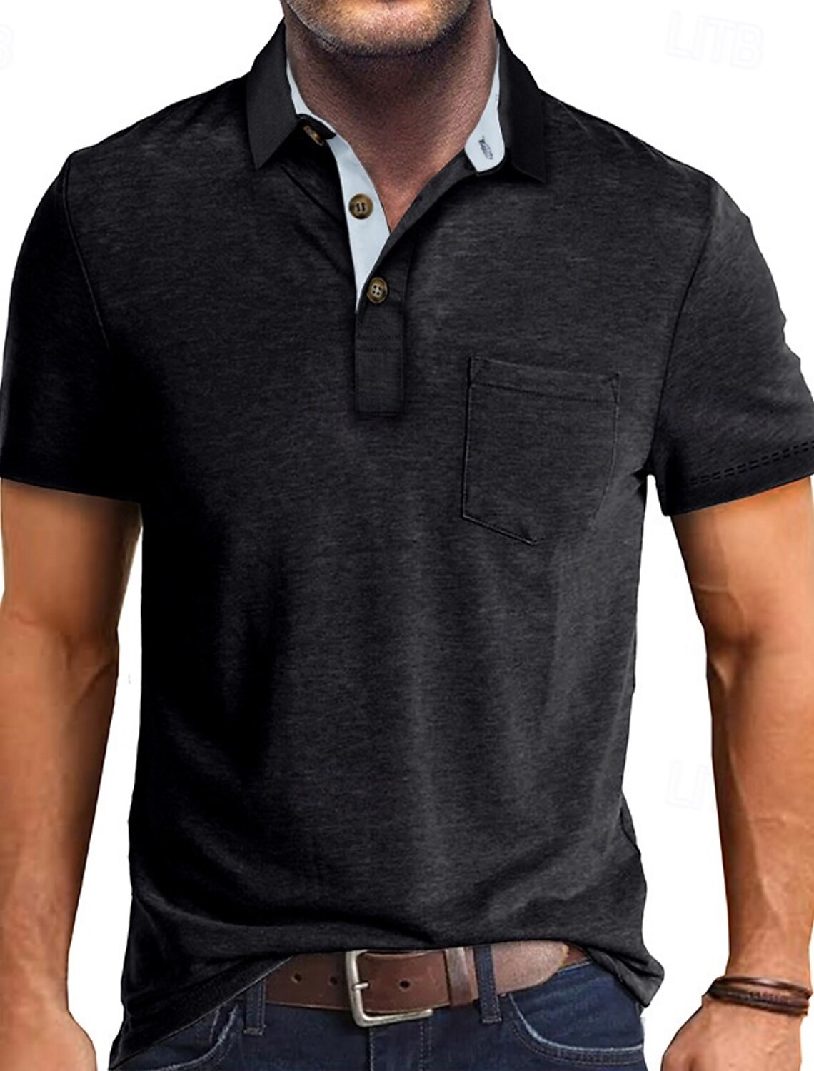 Men's Golf Shirt Polos Shirts Work Casual Lapel Short Sleeve Basic