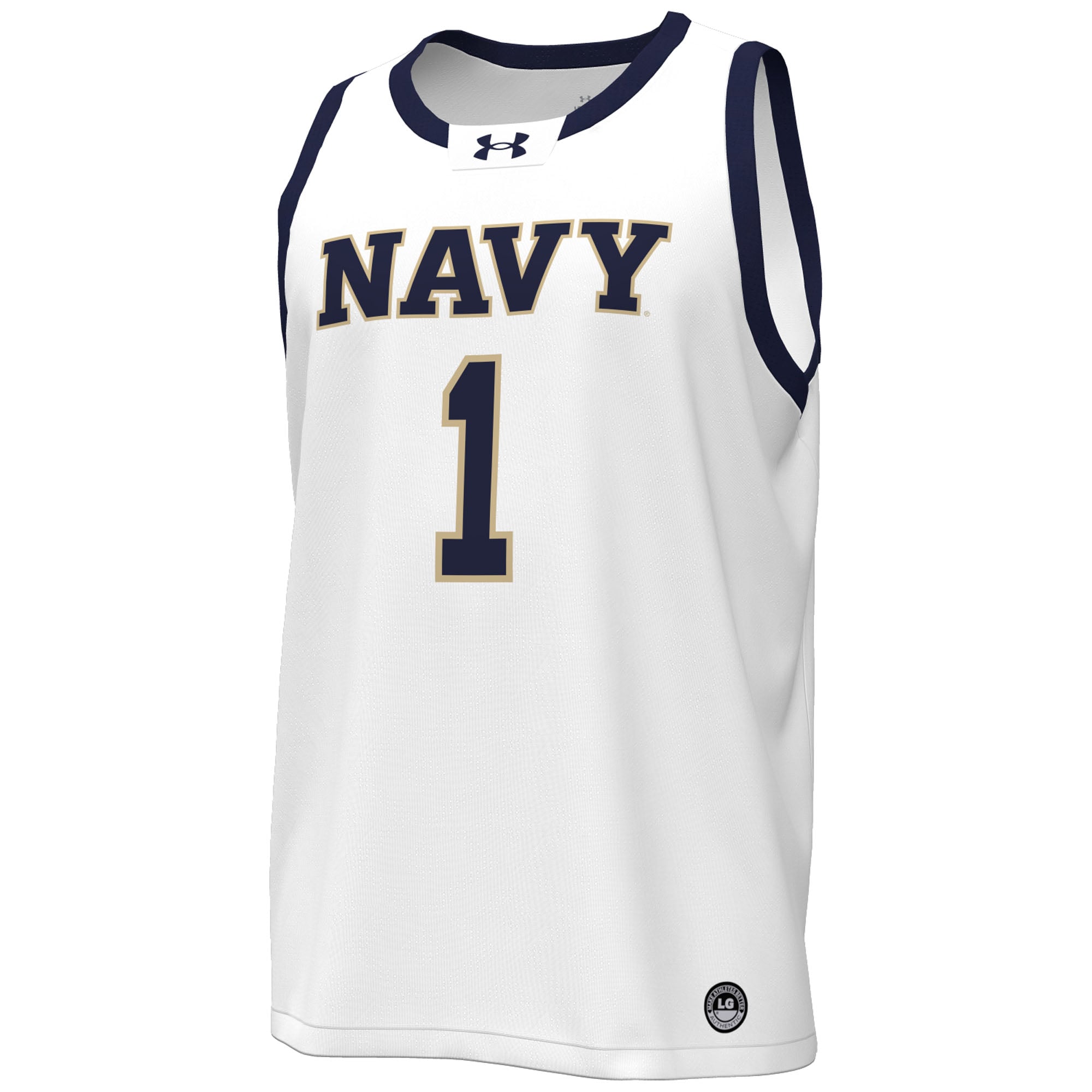 Navy Midshipmen Under Armour #1 Replica Basketball Jersey - White