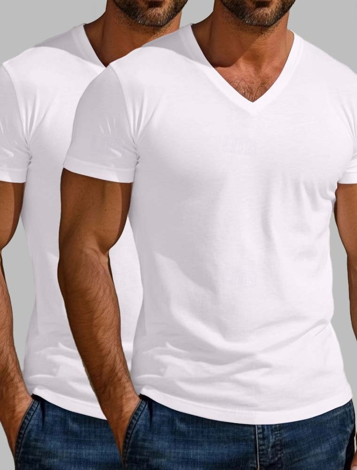 2PCS Men's Cotton Blend T Shirt Tee Top Short Sleeve V Neck Summer All