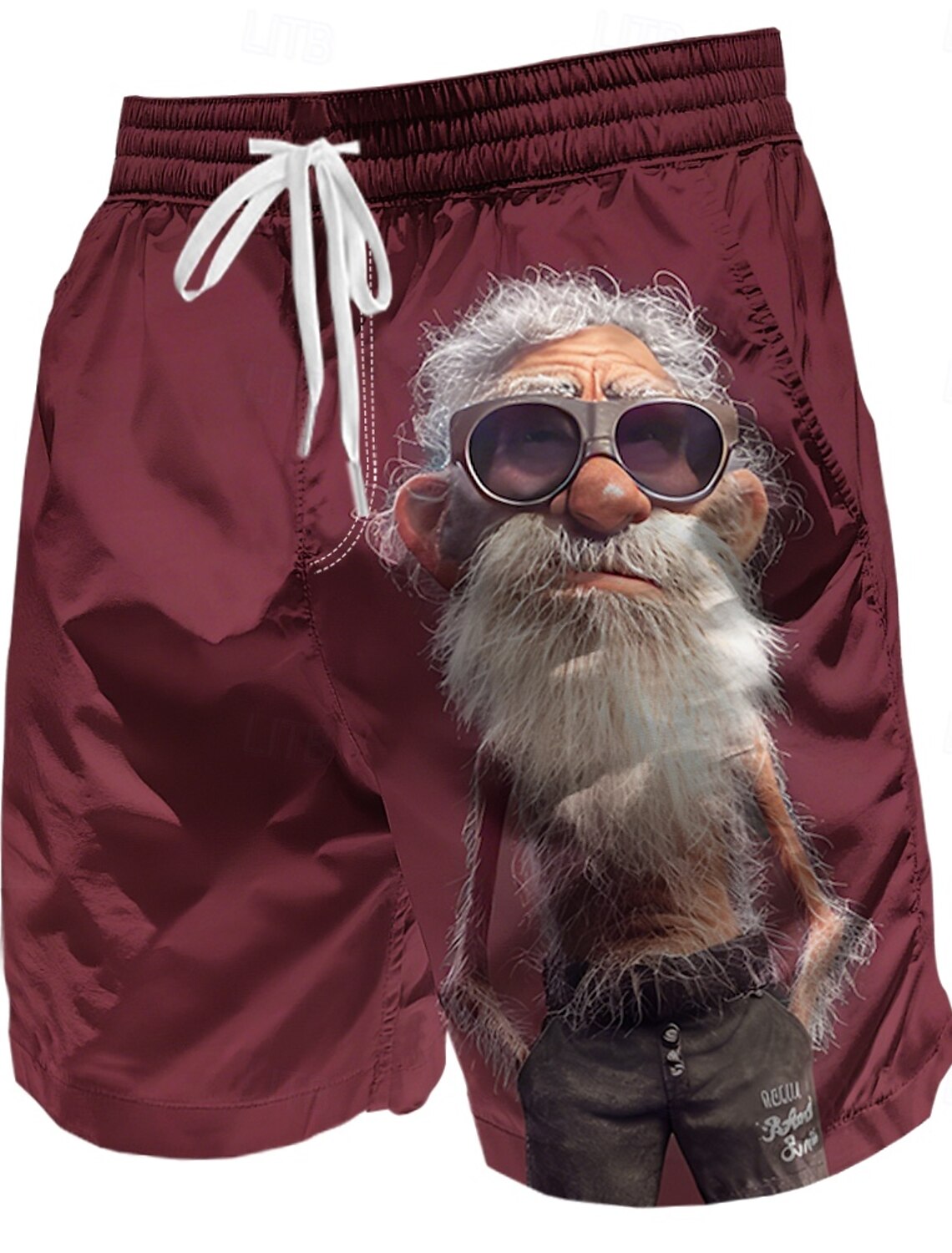 Funny 3D Graphic Cool Old Man with White Beard & Sunglasses Men's Teal T-Shirt - Quirky Grandpa Caricature Design Short Sleeve Crew Neck Summer Beach Holiday Tee - Unique Father's Day Gift Apparel