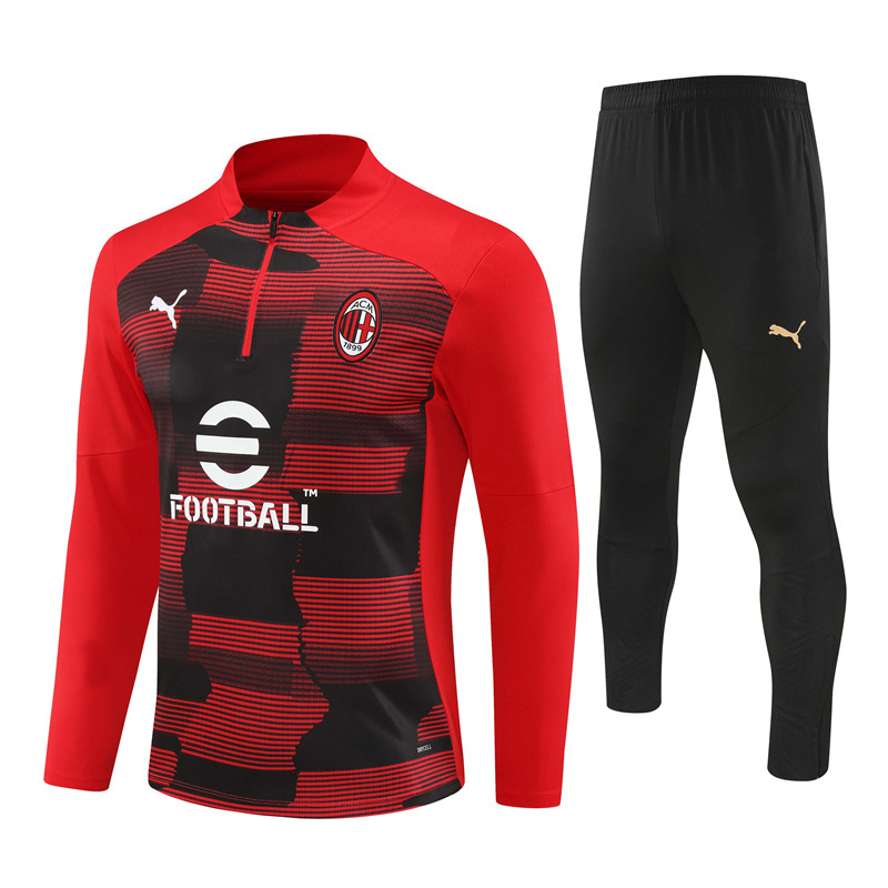 Professional Grade AC Milan 2425 Red Half Zipper Tracksuit