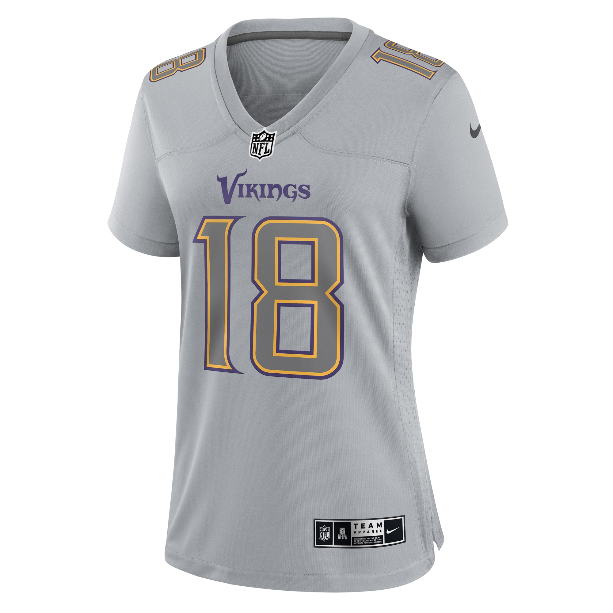 [ESK] Justin Jefferson #18 Minnesota Vikings Women's Atmosphere Fashion Game Jersey - Gray