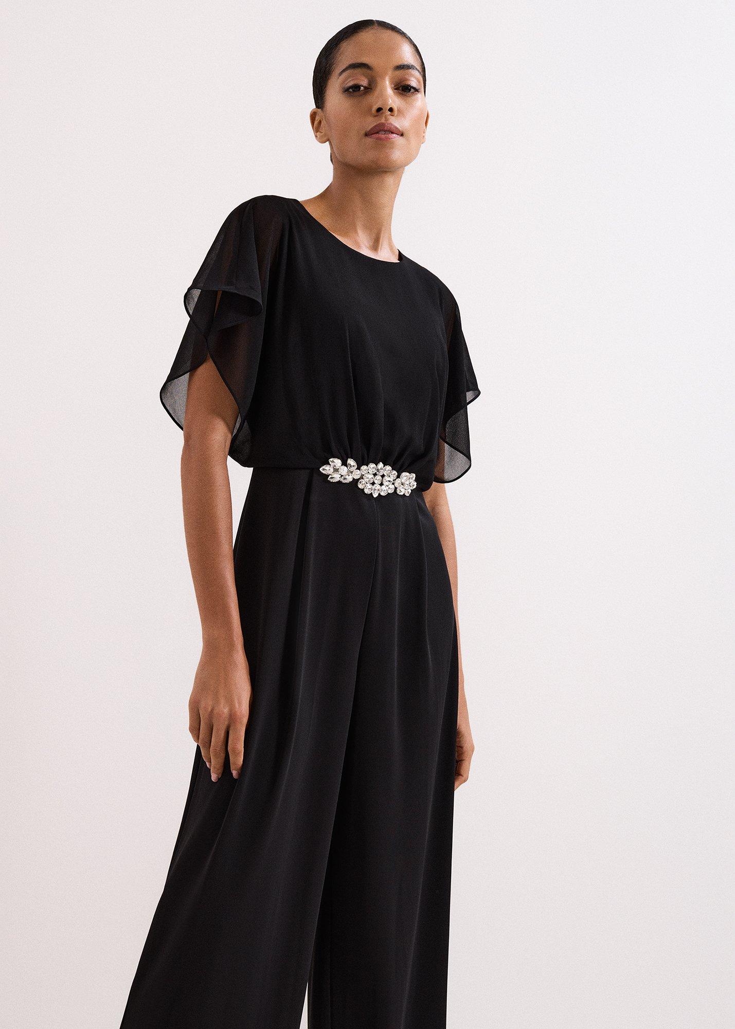 Velma Black Jewelled Belt Jumpsuit