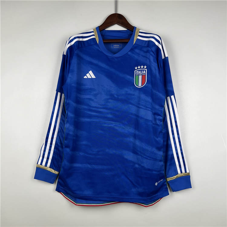 Authentic Match Quality 2023 Italy Home Long Sleeve Shirt