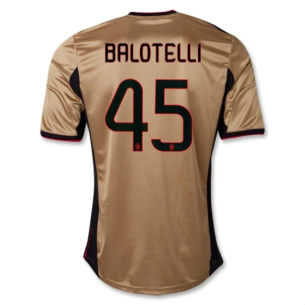 Breathable 1314 AC Milan 45 BALOTELLI Third Golden Jersey