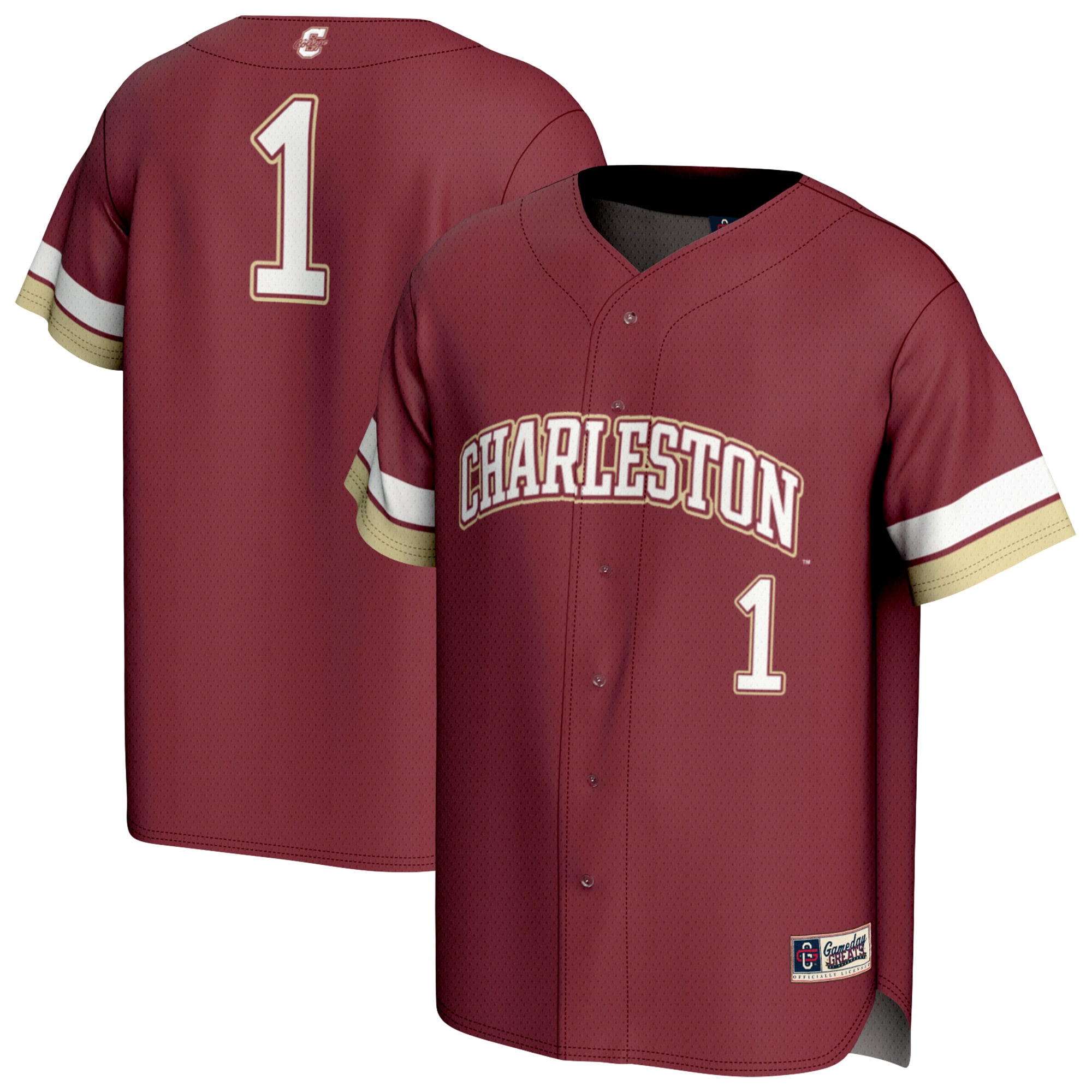 [NJP] Women's Charleston Cougars GameDay Greats Lightweight Collegiate Baseball Fashion Jersey - Maroon