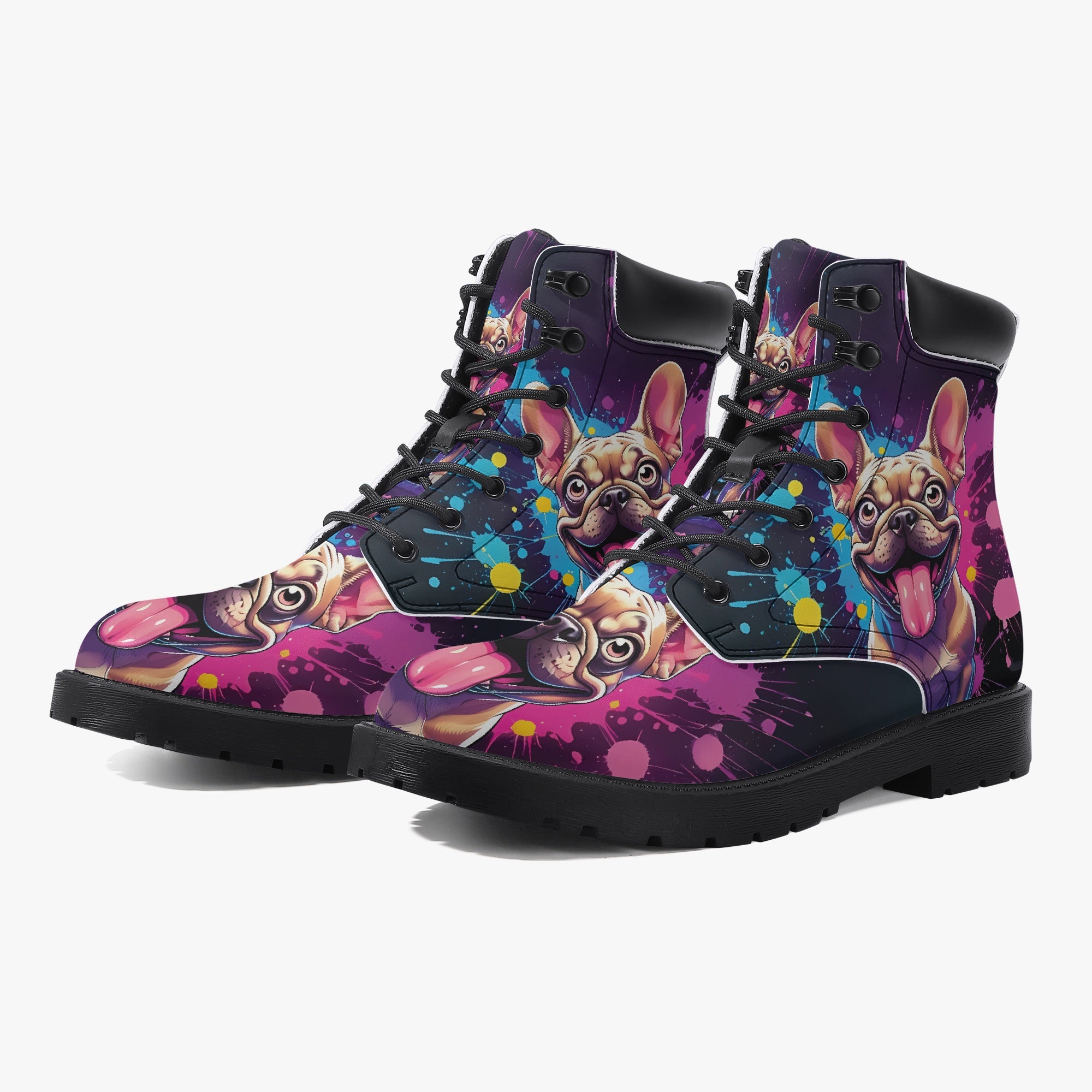 Khloe - Stylish Casual Leather Boot Frenchie Themed Wear | Trendy Style