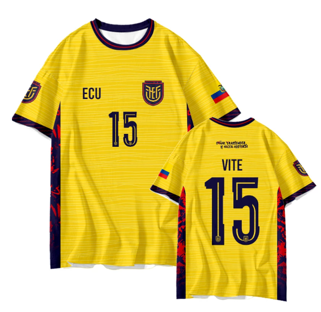 [HP] Ecuador #15 Pedro Vite, Home Jersey, 2026 World Cup