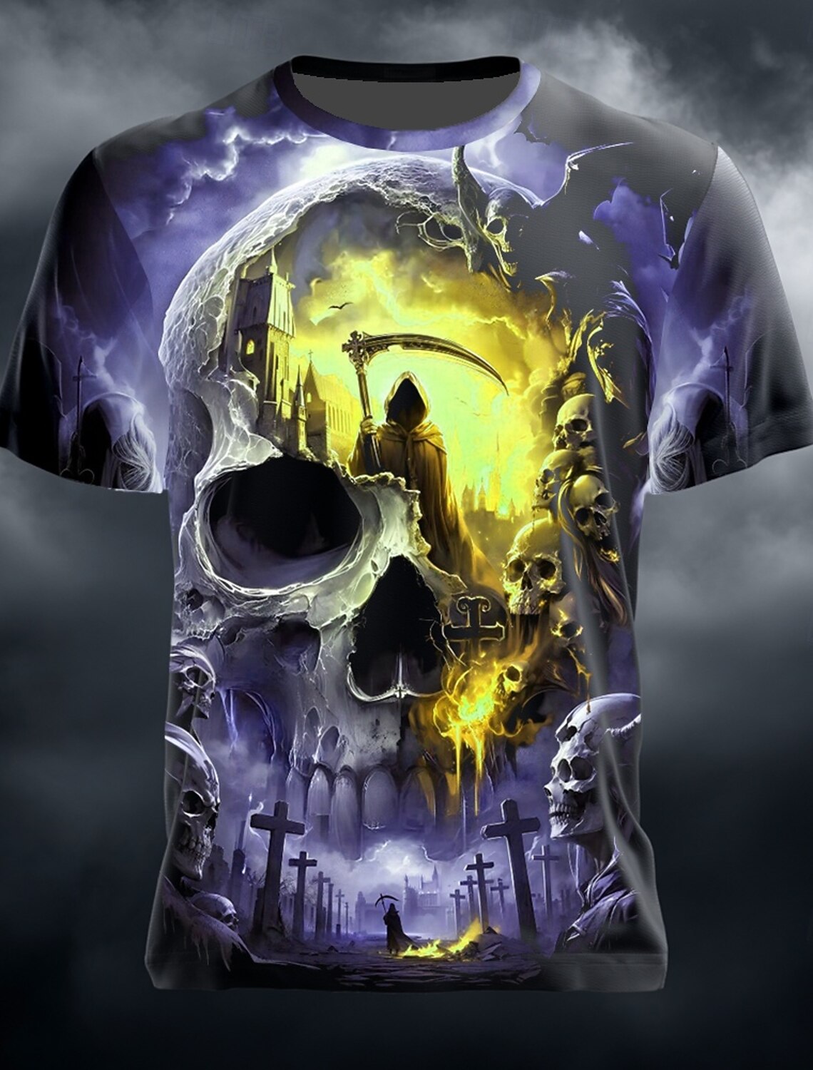 Skull Men's 3D T Shirt Short Sleeve Print Crew Neck Fashion Exaggerated