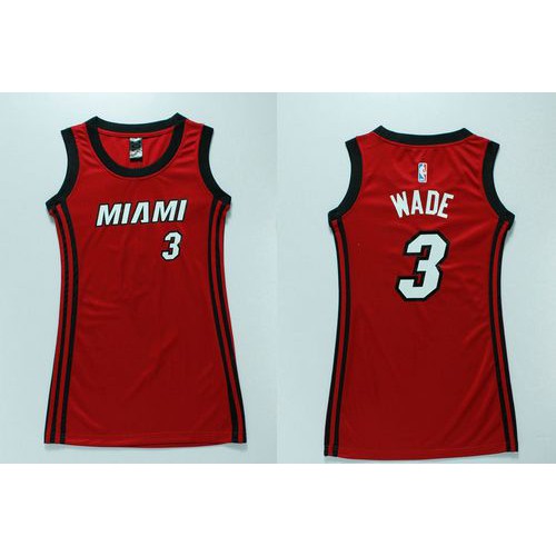 Miami Heat #3 Dwyane Wade Red Dress Womens Stitched NBA Jersey Womens