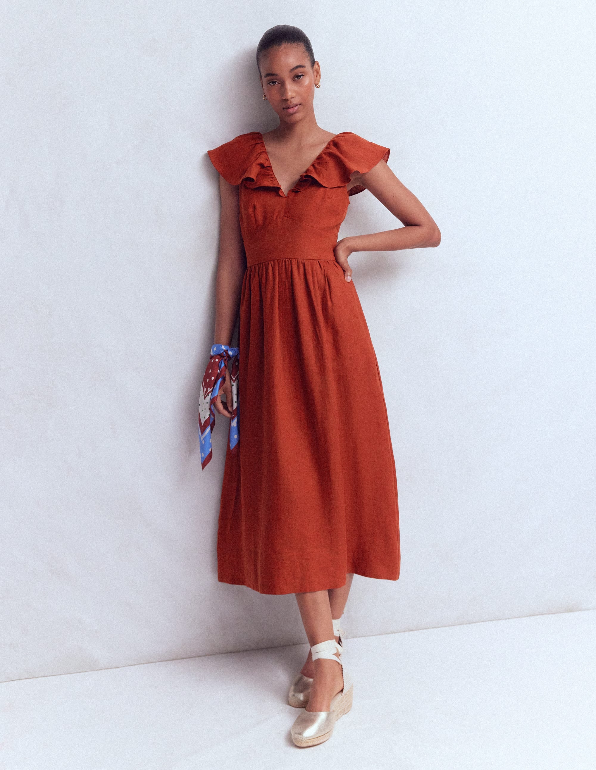 Mega Ruffle Linen Dress
