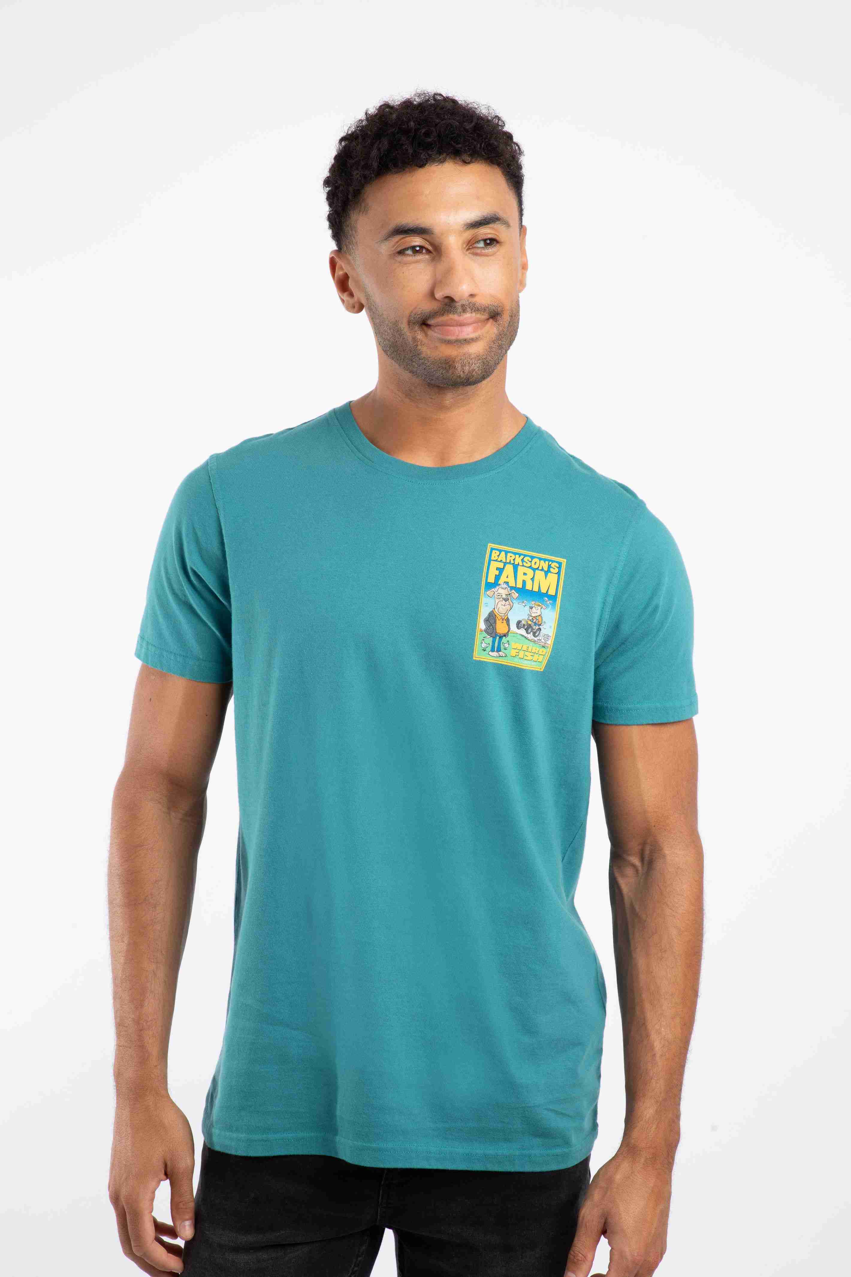 Barkson's Farm Back Print Artist T-Shirt Deep Teal