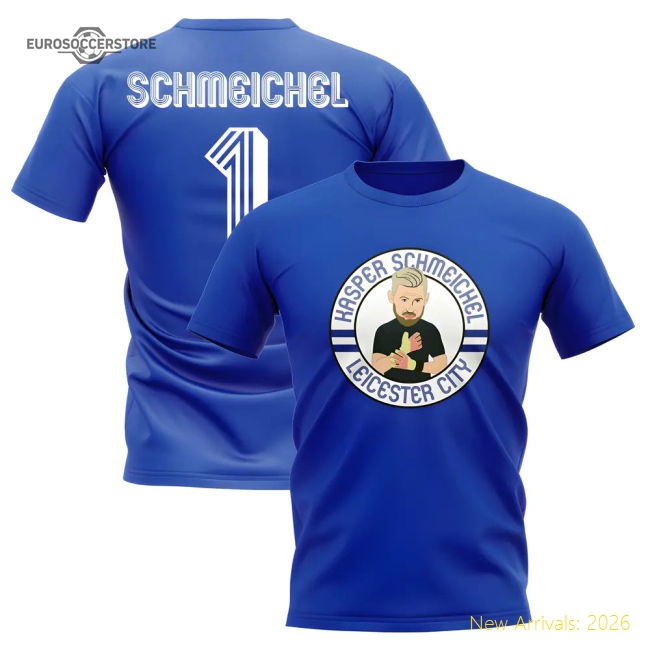 Premium Kasper Schmeichel Leicester Illustration T-shirt (blue)