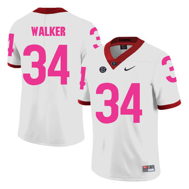 Men's Georgia Dawgs White 2024 embroidered Herschel Walker #34 match