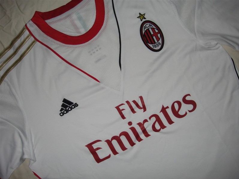 Premium Quality 13-14 AC Milan Away White Jersey KitShirtShorts