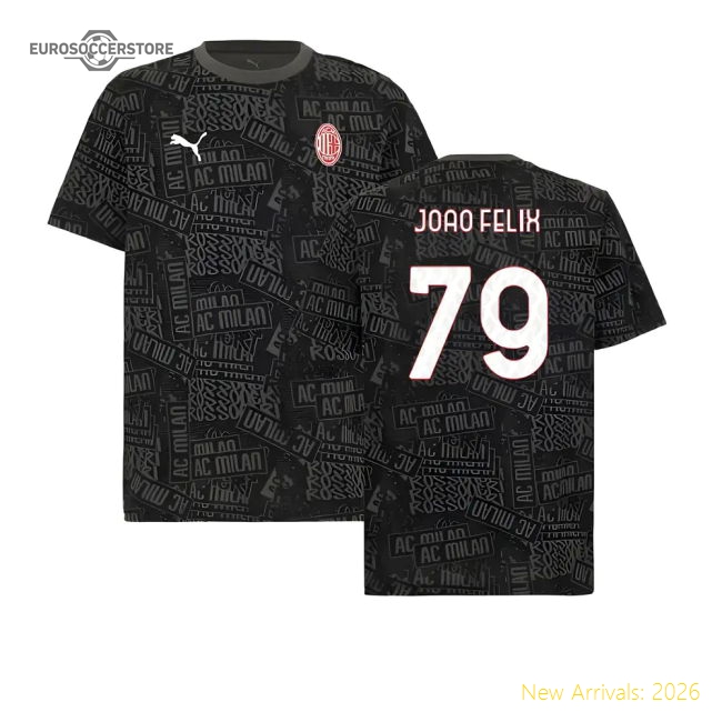 Best-Selling 2025-2026 Ac Milan Ftblculture Tee Aop (Black) (Joao Felix