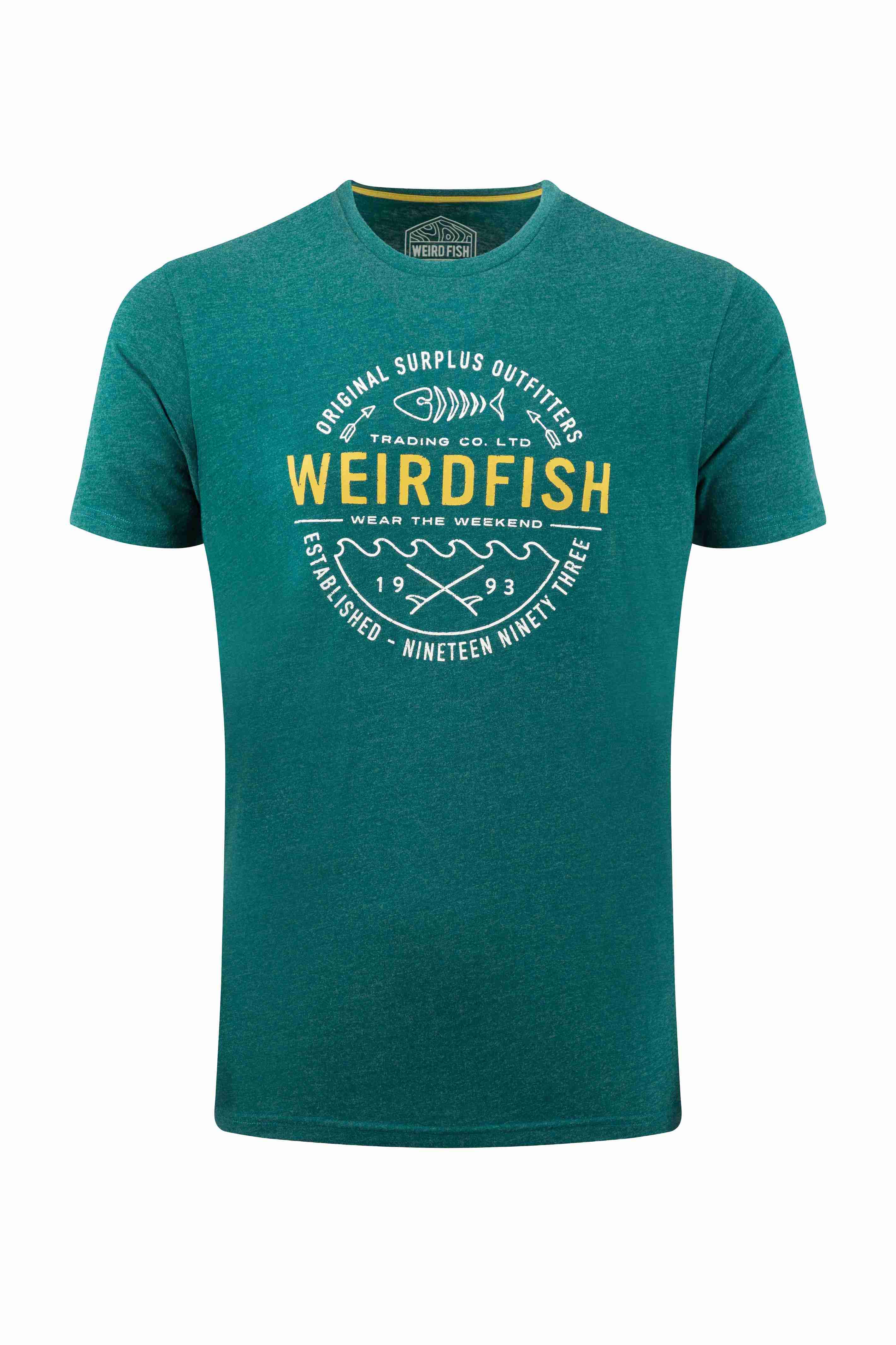 Waves Front Print Graphic T-Shirt Forest Green