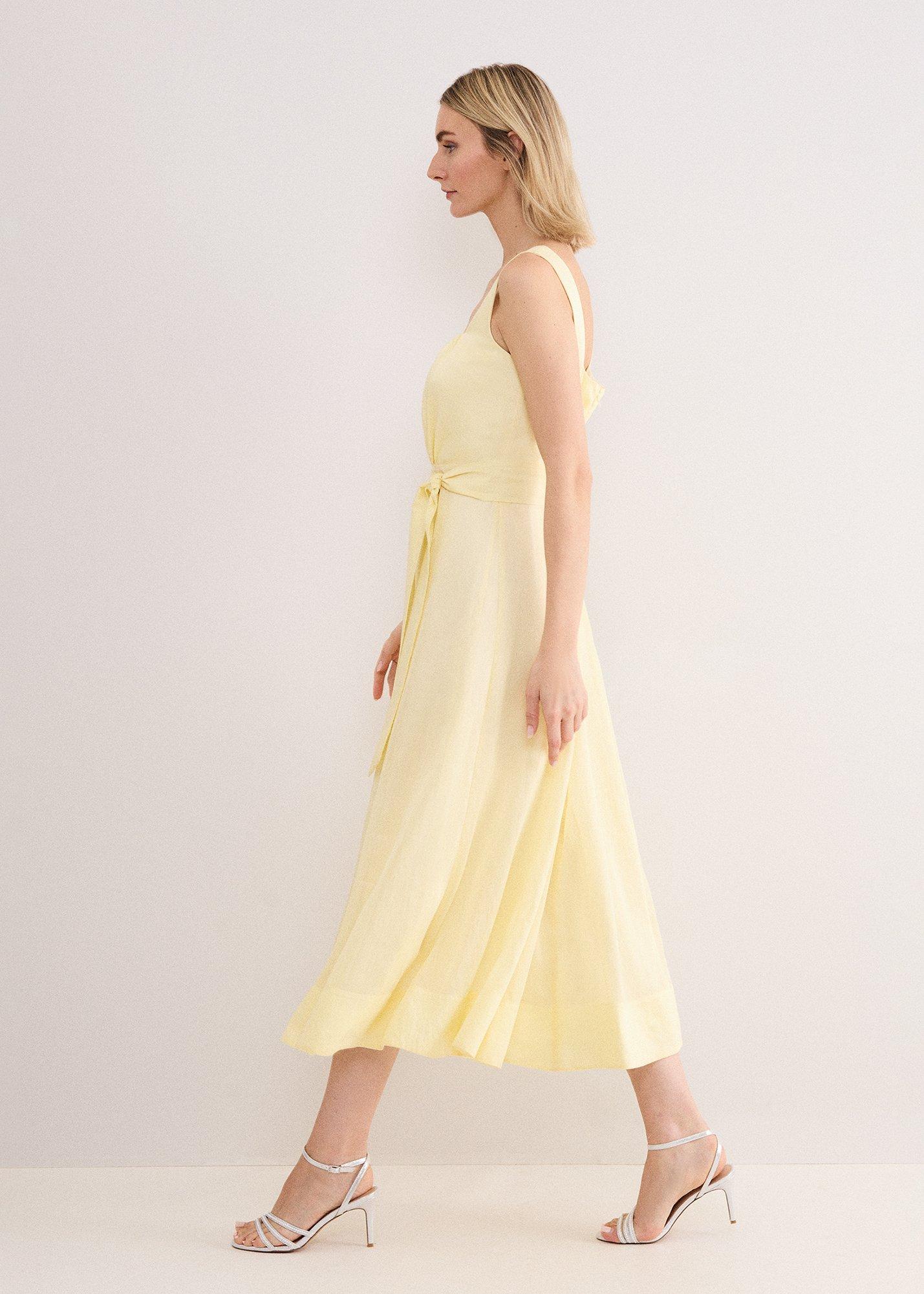 Zahira Pale Yellow Square Neck Midaxi Dress
