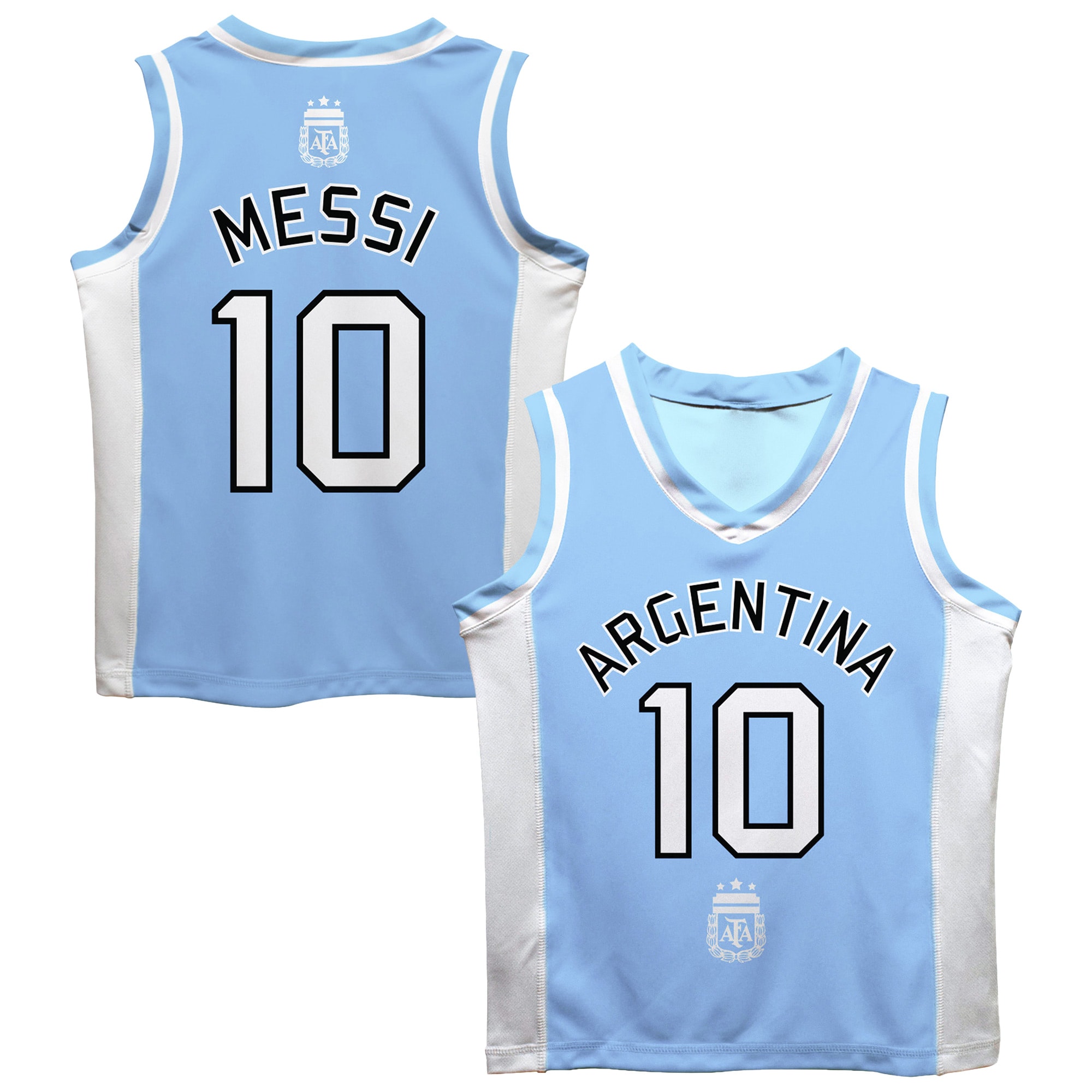 [JED] Women's Lionel Messi #10 Argentina National Team Vive La Fete Mesh Basketball Jersey - Light Blue