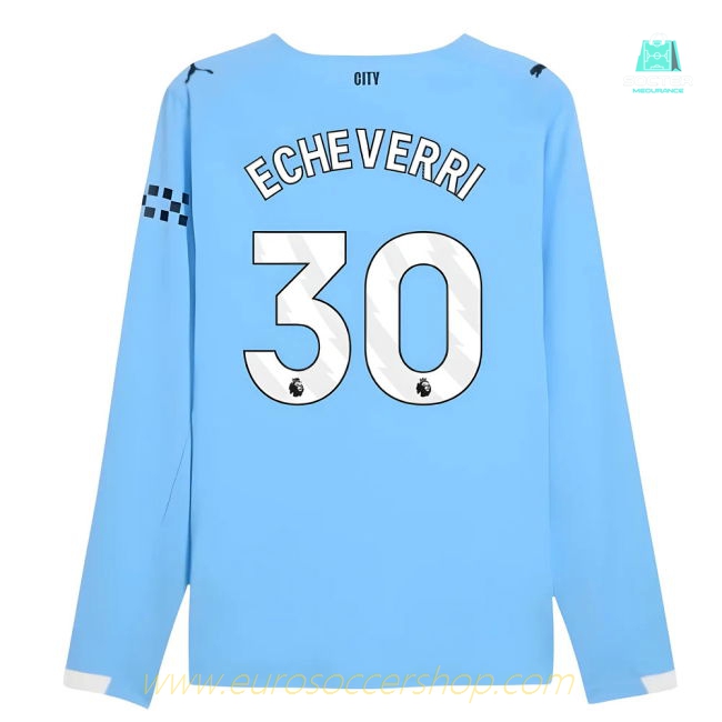 2025-2026 Man City Authentic Long Sleeve Home Shirt (Echeverri 30)