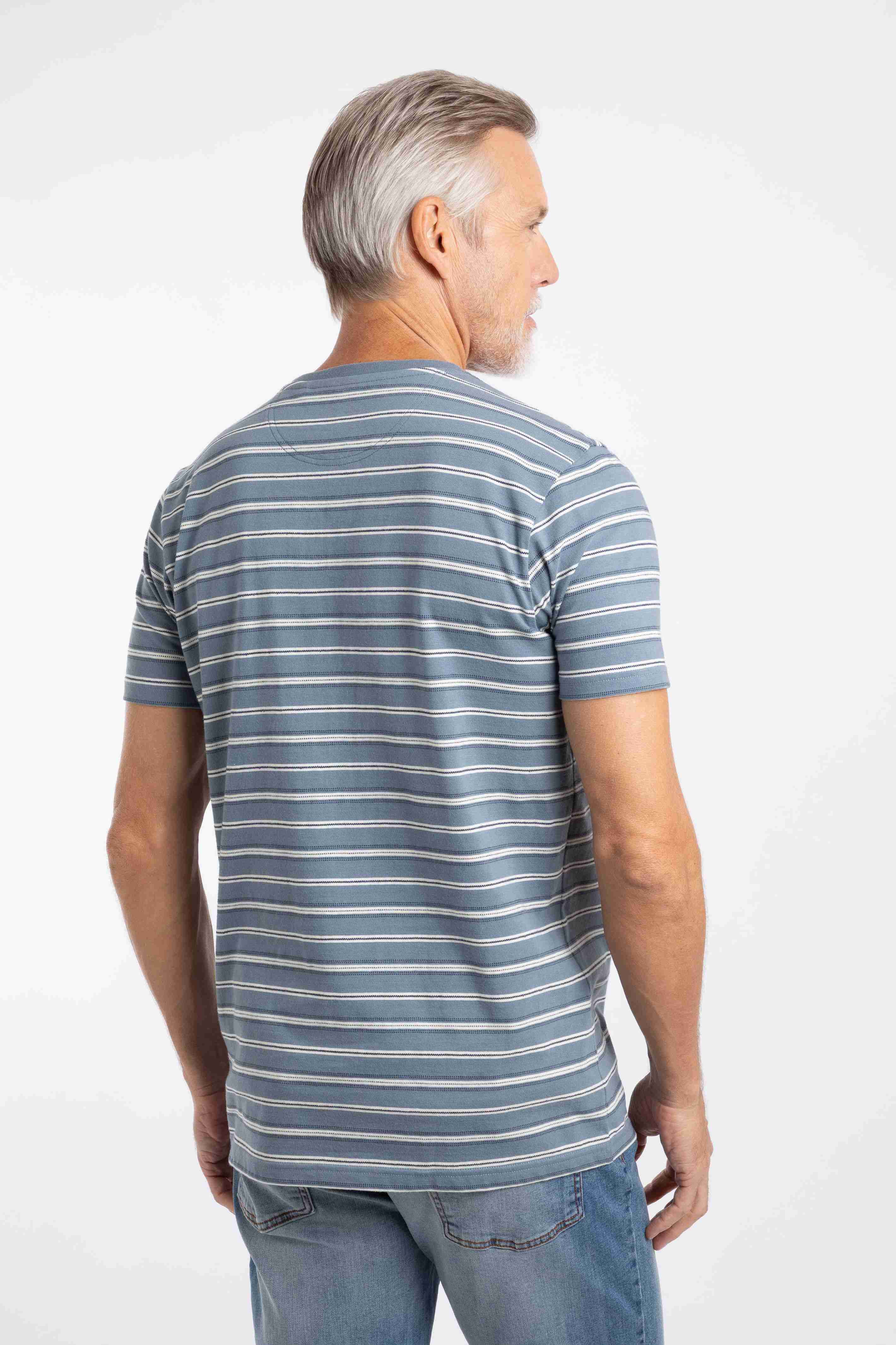 Jefferson Textured Stripe T-Shirt Blue Mirage