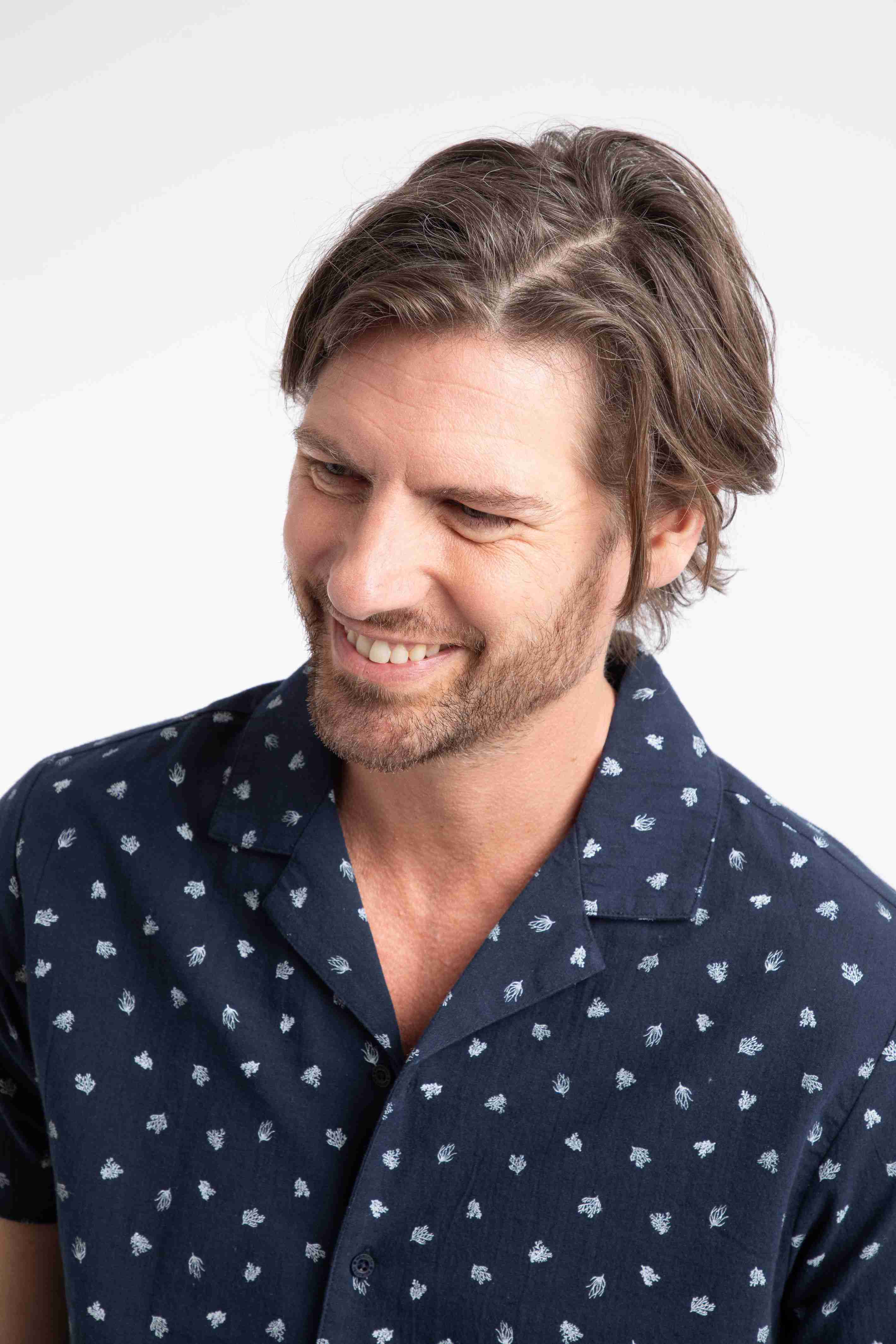 Hugh Printed Shirt Rich Navy