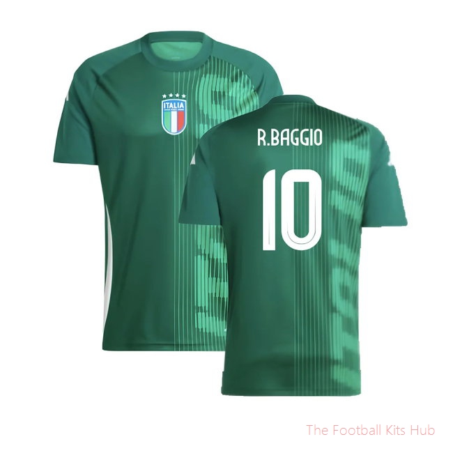2024-2025 Italy Pre-Match Shirt (Green) (R.BAGGIO 10)