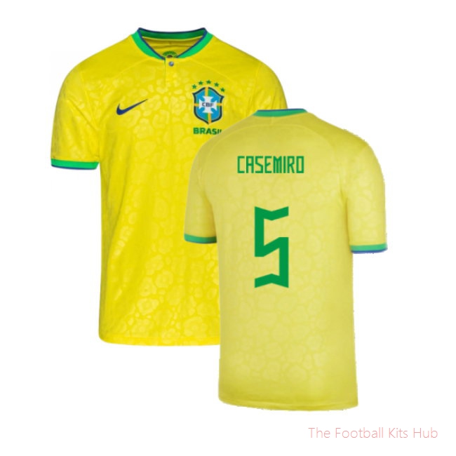 2022-2023 Brazil Little Boys Home Shirt (Casemiro 5)