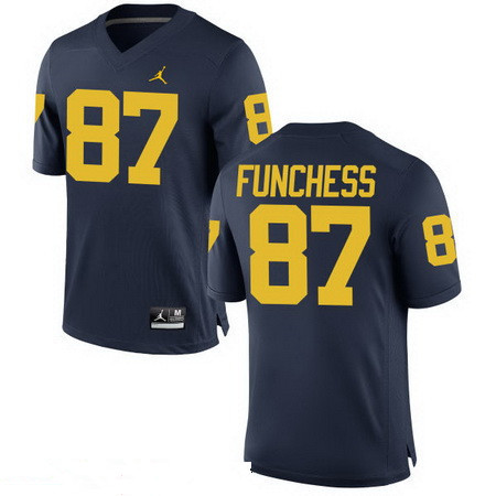 Men's Michigan UM Blue 2024 embroidered Devin Funchess #87 college