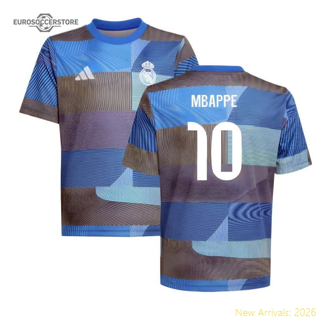 2025-2026 Madrid Real Madrid Pre-Match Shirt (Blue) - Kids (Mbappe 10)