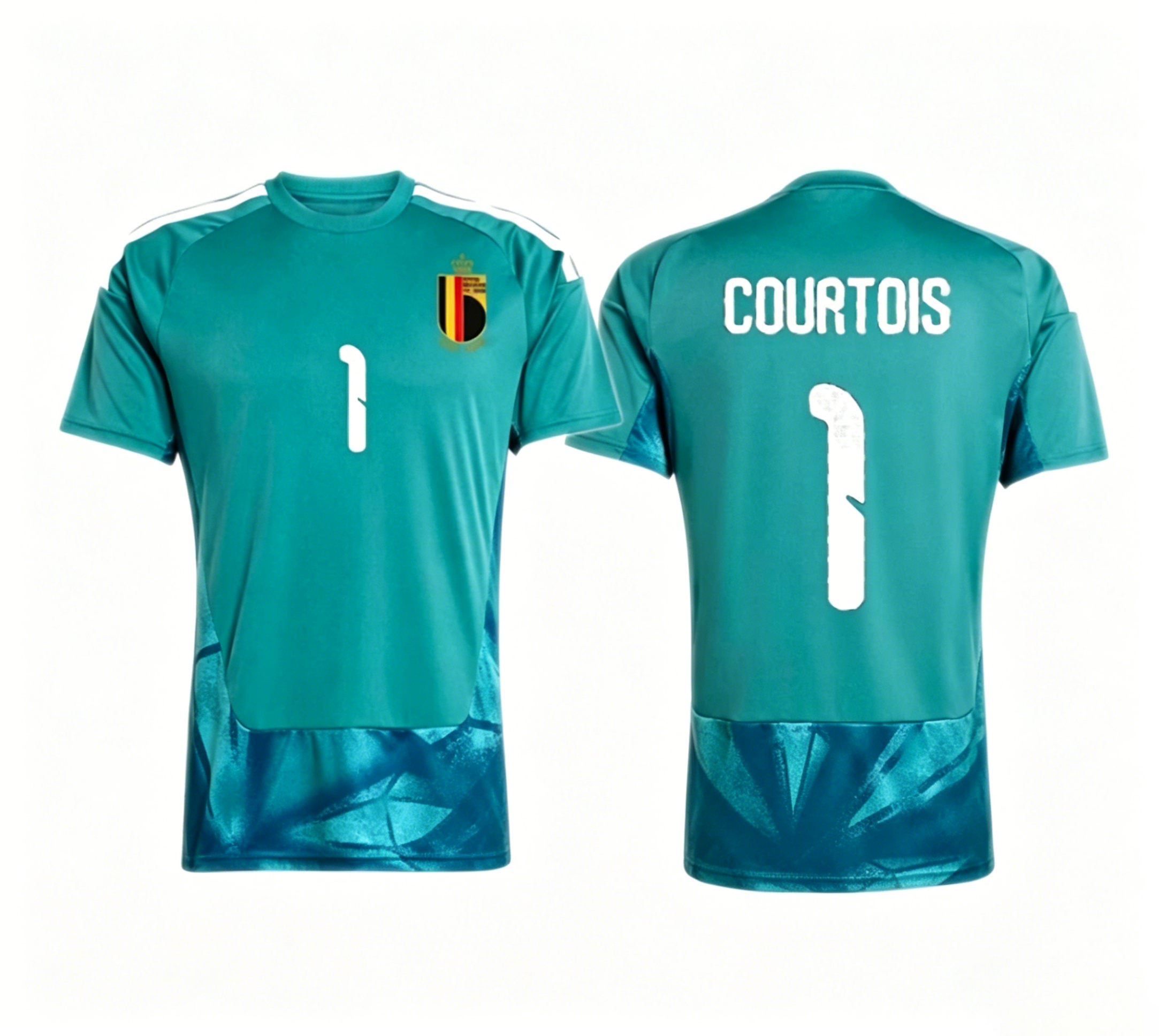 [SJH] Belgium Thibaut Courtois 1 Blue Short Sleeve Away Goalkeeper Jersey Women 2026 World Cup