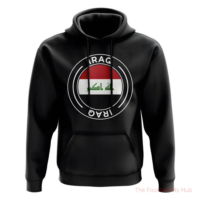Men Iraq Football Badge Hoodie (Black)