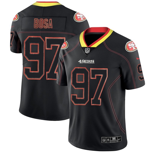 Official NFL SF 49ers #97 Nick Bosa Black Lights Out Jersey - NFL L...
