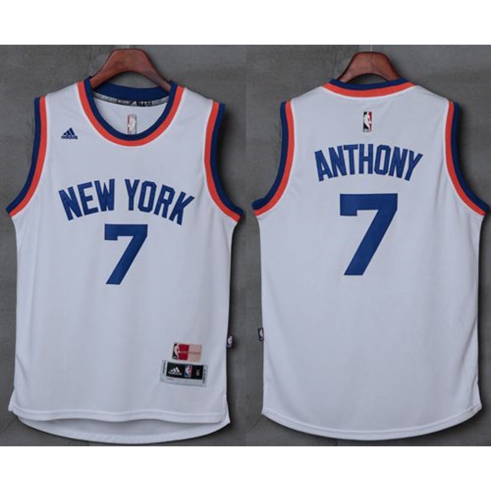 Fan Favorite Premium Men's Knicks #7 Carmelo White Basketball Jersey