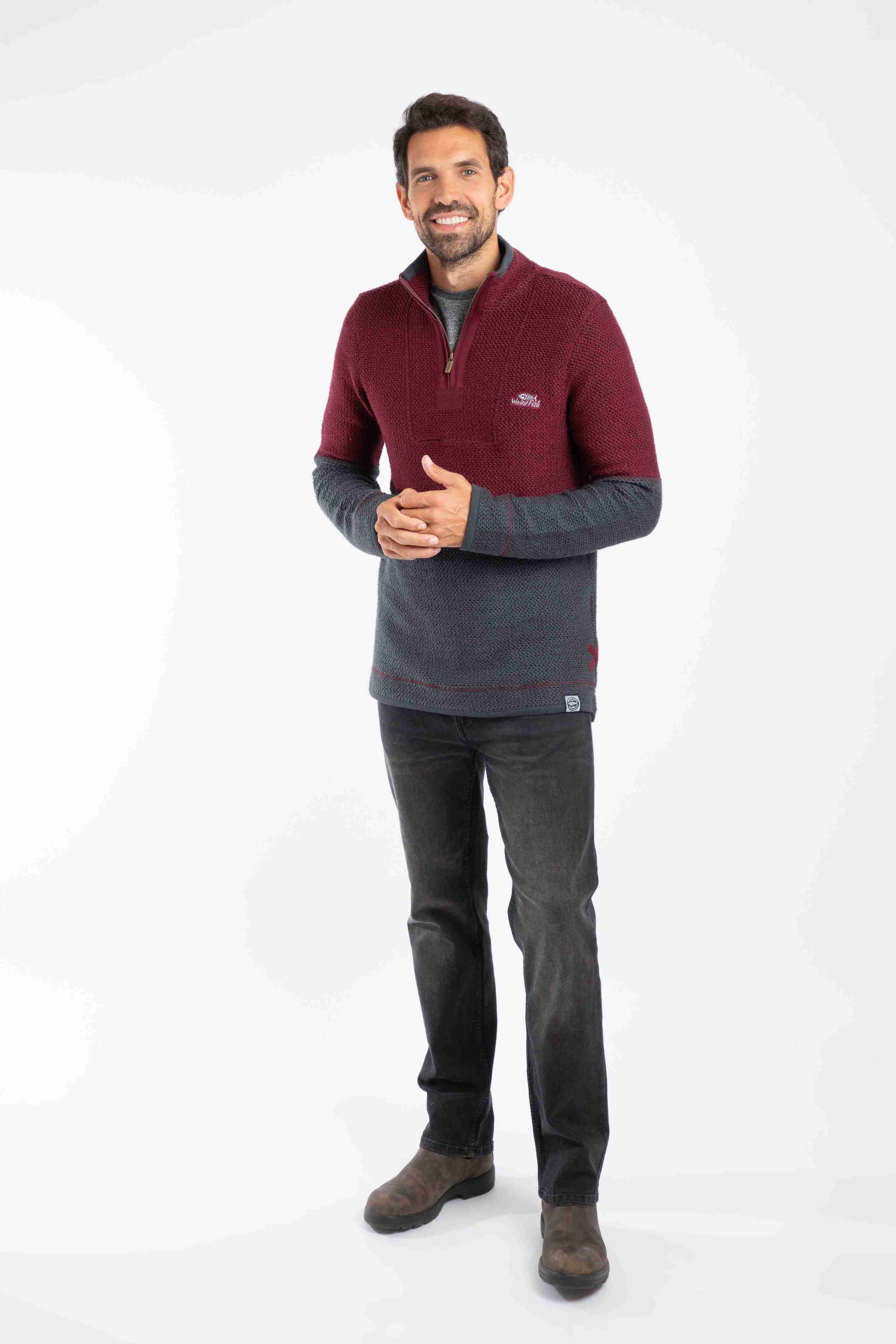 Kielder 1/4 Zip Limited Edition Macaroni Sweatshirt Antique Cherry