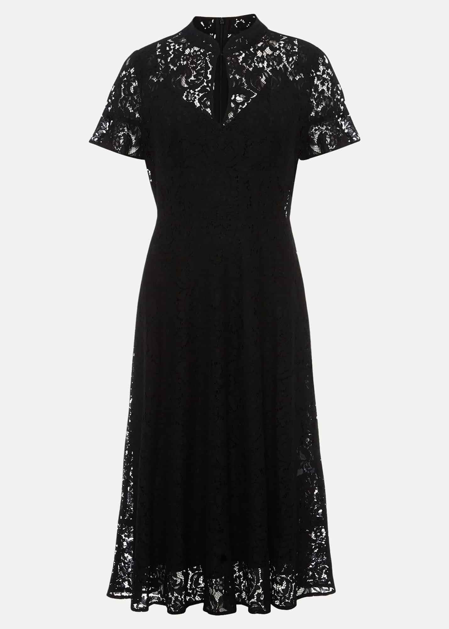 Rimsha Black Lace Midi Dress