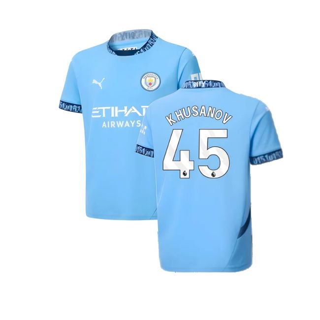 2024-20 Man City Home Football Kit Khusanov #45 M S Kids