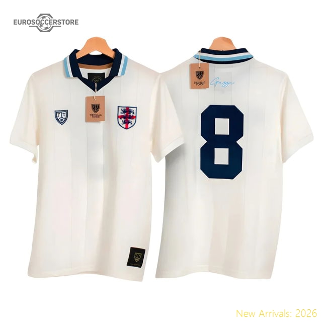 England Tribute Gazza Home Retro Football Kit Match Version Jersey