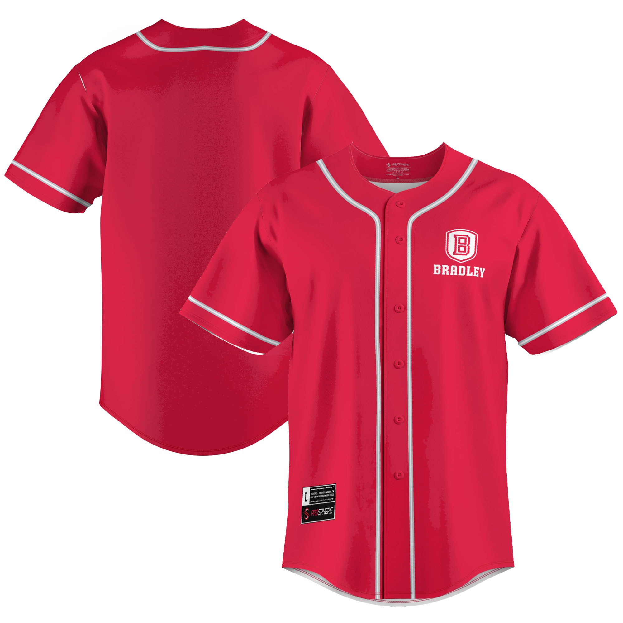[NJP] Youth Bradley Braves GameDay Greats Lightweight Baseball Jersey - Red