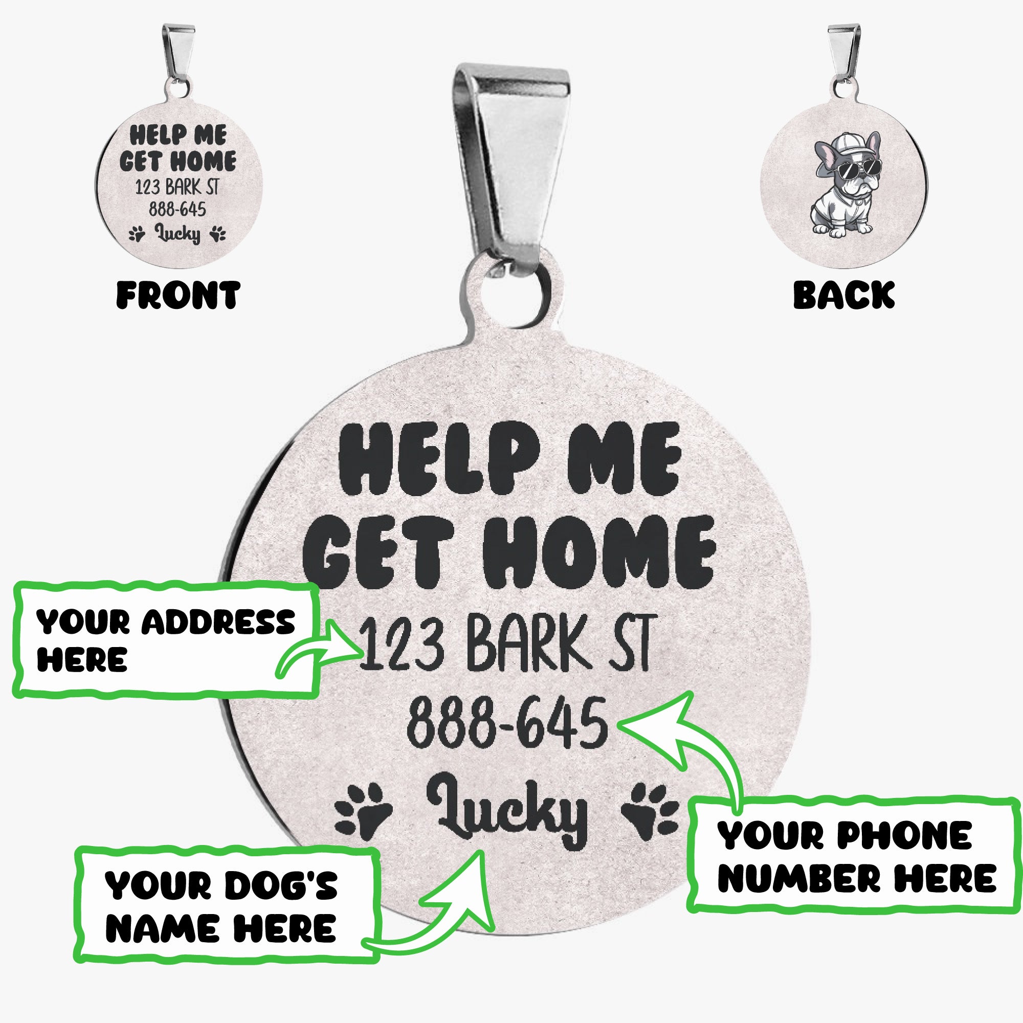 Me - Vet-recommended Custom Double-sided French Bulldog Tag Outdoor Use