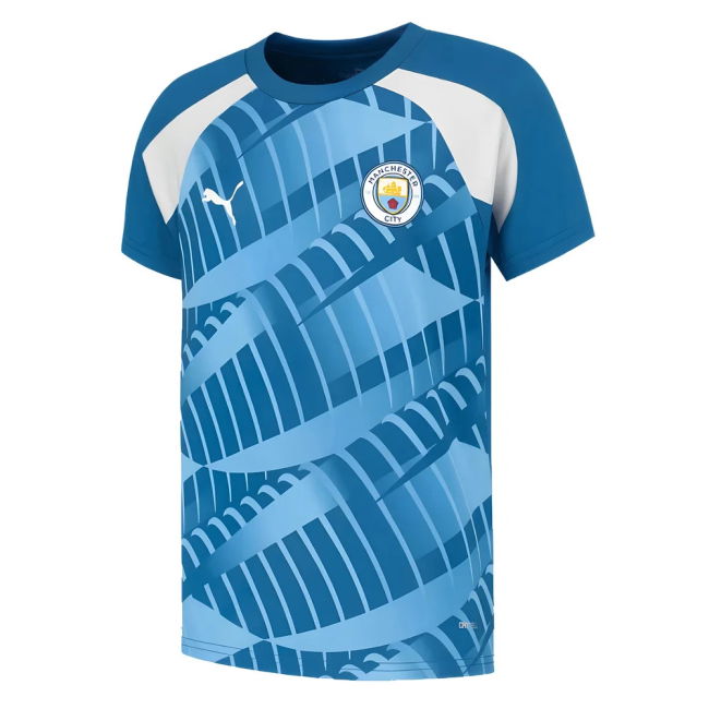match worn 2023-2024 Man City Pre-Match Jersey (Lake Blue) - Kids