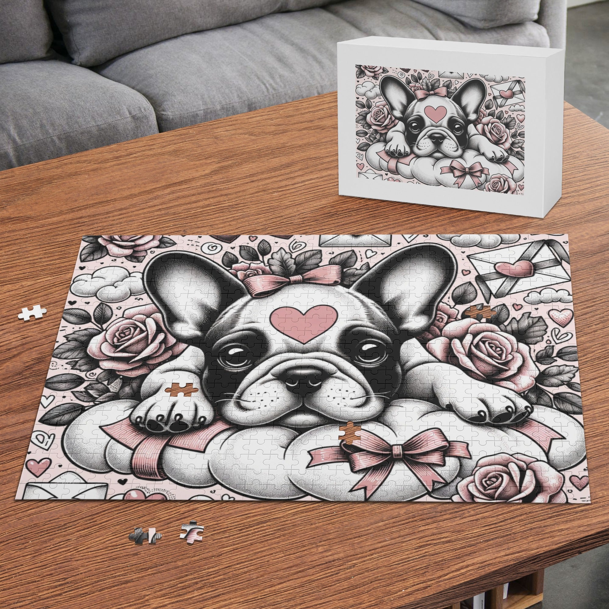 Comfortable Mia - Safe 500-piece Wooden Puzzle For Frenchie Pups