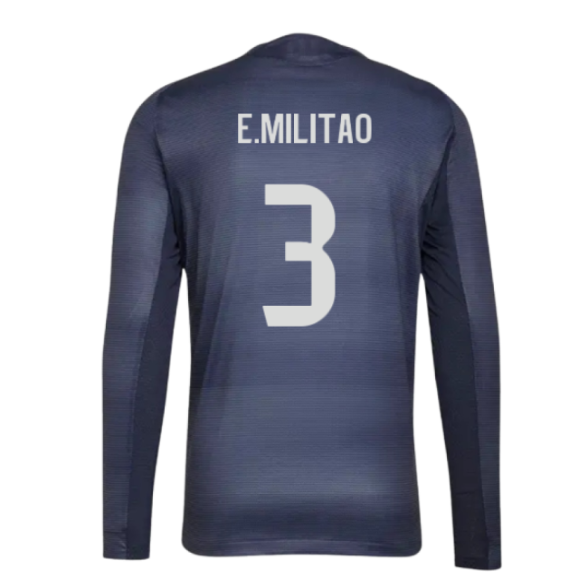 Trending 2025-2026 Real Madrid Long Sleeve Away Shirt (E.Militao 3)