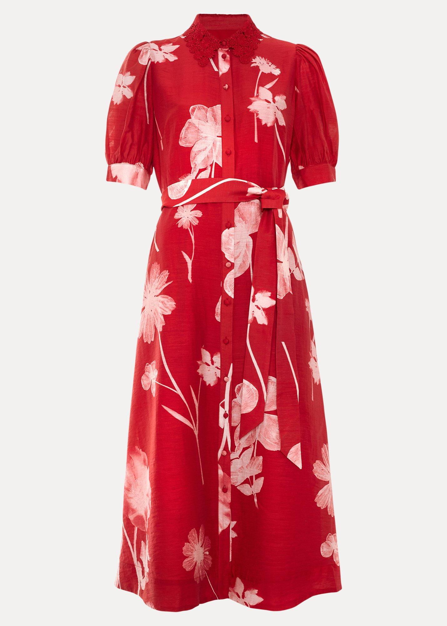 Petite Delphine Red Floral Dress