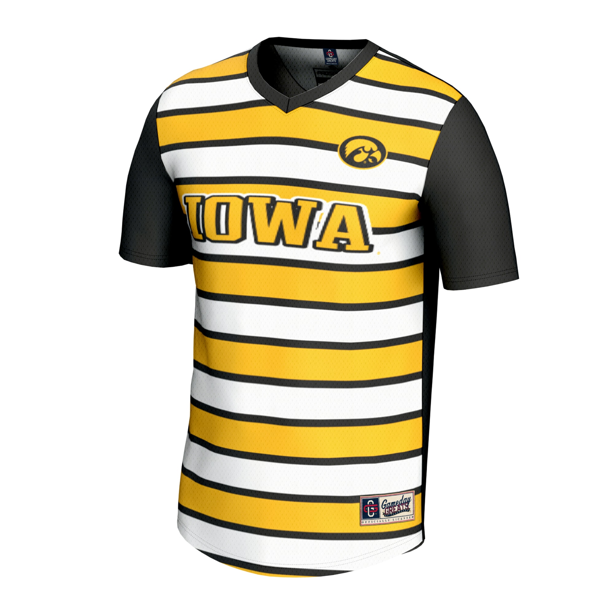 [SJH] Iowa Hawkeyes GameDay Greats Unisex Lightweight Collegiate Soccer Fashion Jersey - Black