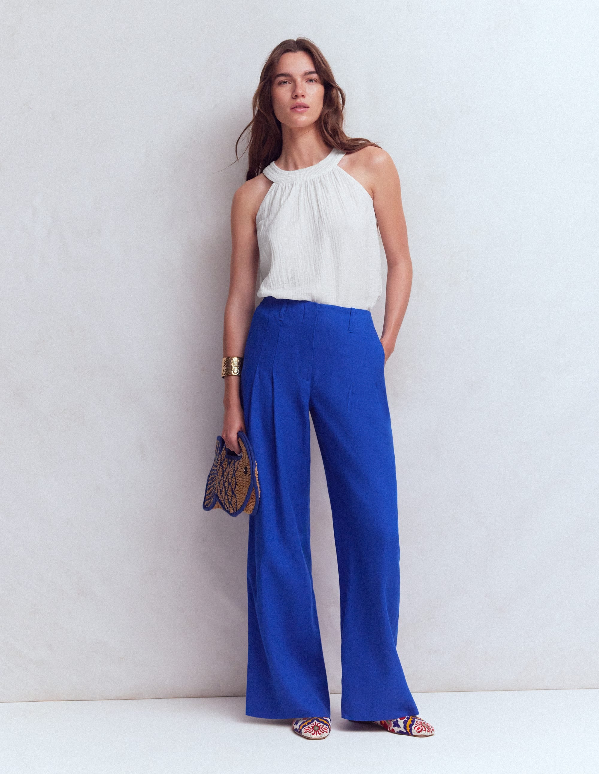 Halter-neck Double Cloth Top