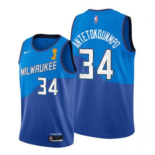 Blue Nike Giannis Antetokounmpo #34 Bucks Jersey - Performance Fabric