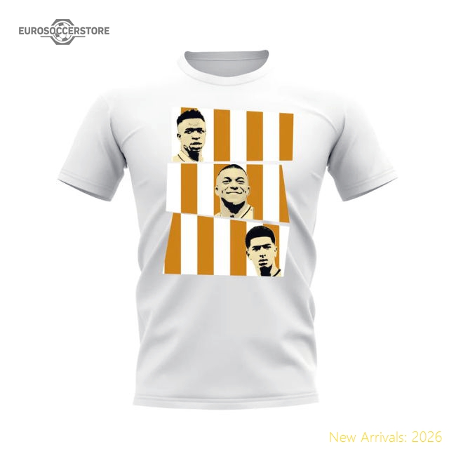 Professional-Grade Vinicius Jr Mbappe Bellingham Real Madrid Trio T-Shirt