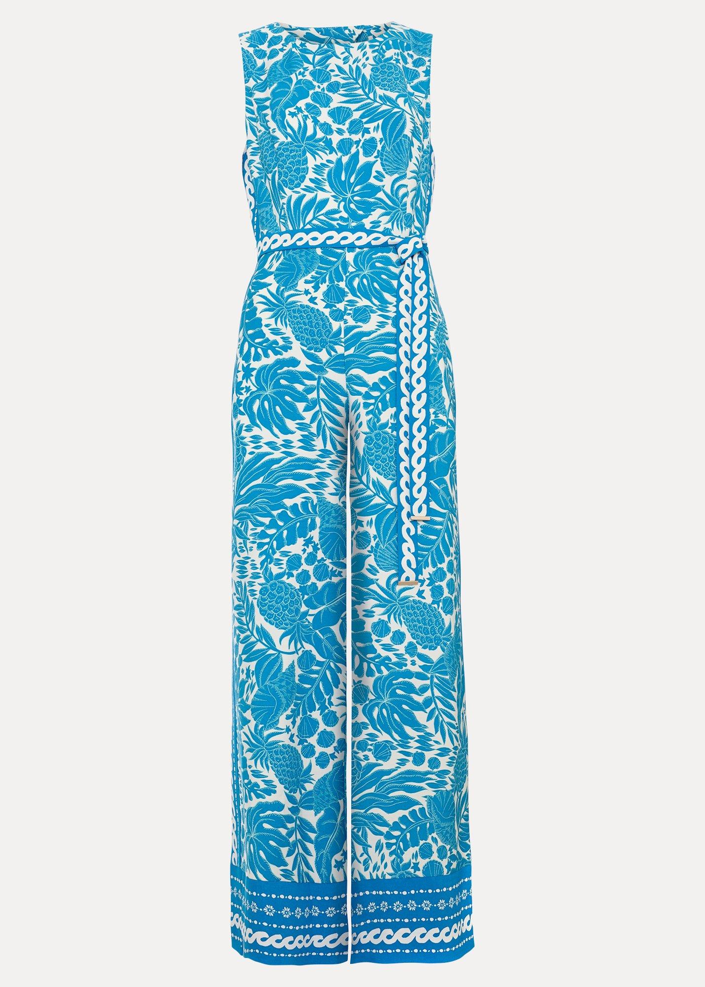 Petite Cyra Blue Printed Jumpsuit