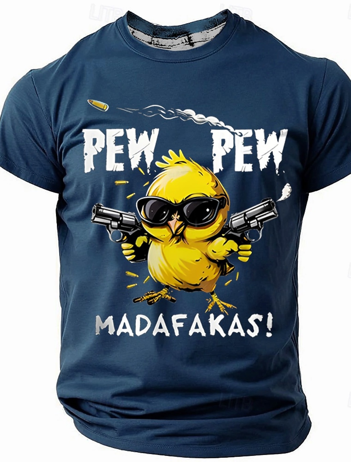 Men's Funny Pew Pew Madafacas Chick with Guns Graphic T-Shirt Edgy Humor Tee